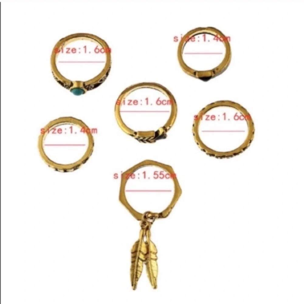 Set of 6 Boho Rings